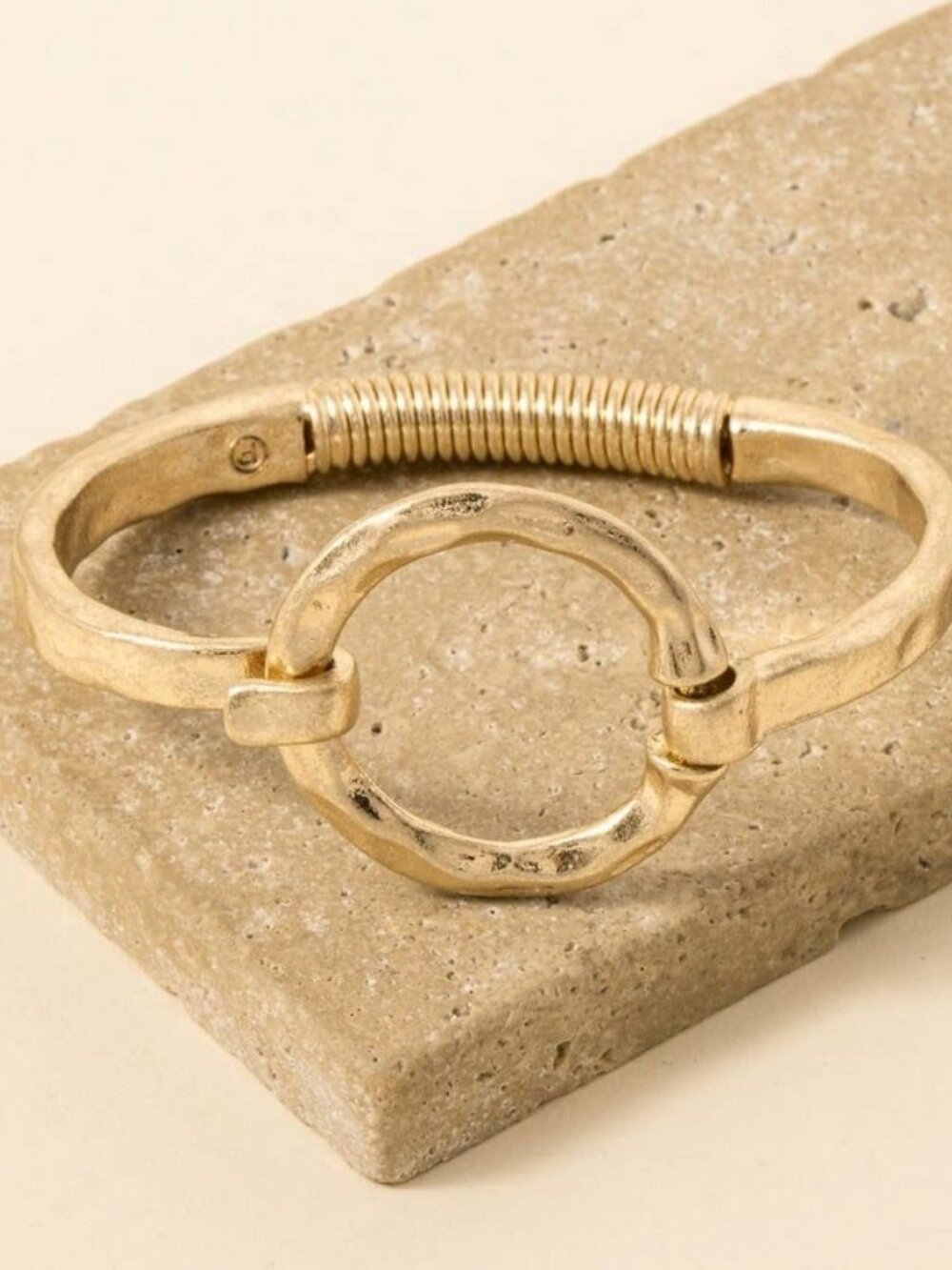 Hammered Circle Bangle Bracelet - Picture 2 of 3